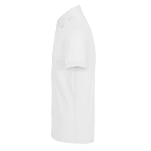 Wit katoenen poloshirt voor heren met korte knoopsluiting.