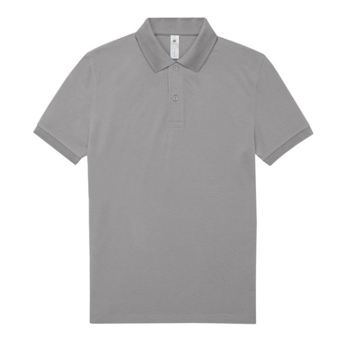 Grijs katoenen poloshirt voor heren met korte mouwen.