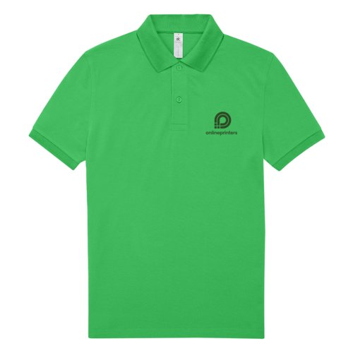 Groen katoenen poloshirt voor heren met korte knoopsluiting.