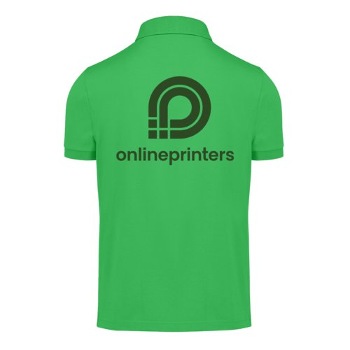 Groen katoenen poloshirt voor heren met korte knoopsluiting.