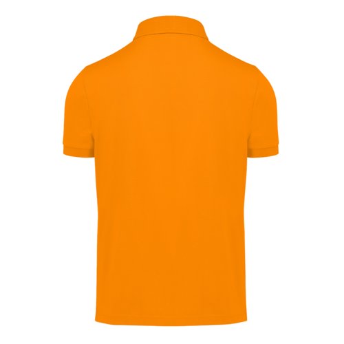 Oranje katoenen poloshirt voor heren met korte mouwen.