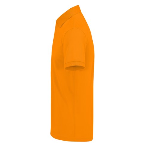 Oranje katoenen poloshirt voor heren met korte mouwen.