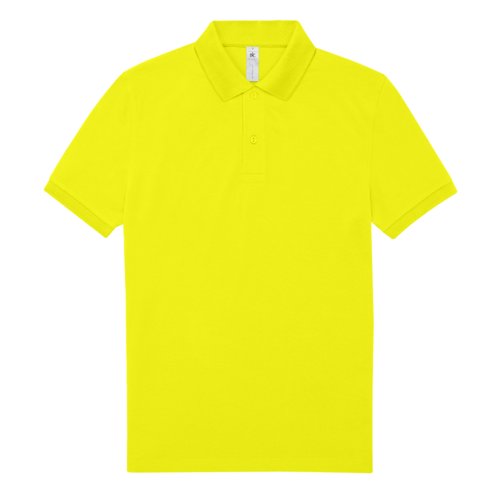 Appelgroene katoenen polo met korte knoopsluiting.