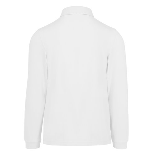Wit katoenen poloshirt met lange mouwen voor heren.