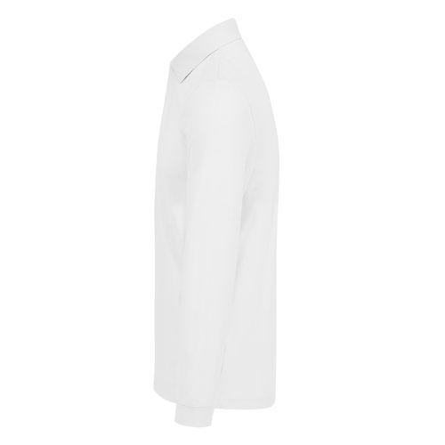 Wit katoenen poloshirt met lange mouwen voor heren.