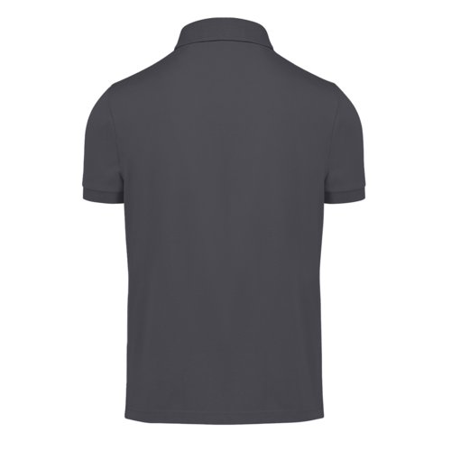 Donkergrijs katoenen poloshirt voor heren met korte mouwen.