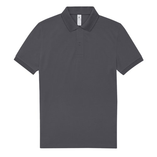 Donkergrijs katoenen poloshirt voor heren met korte mouwen.
