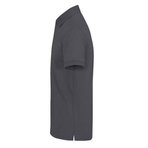 Donkergrijs katoenen poloshirt voor heren met korte mouwen.