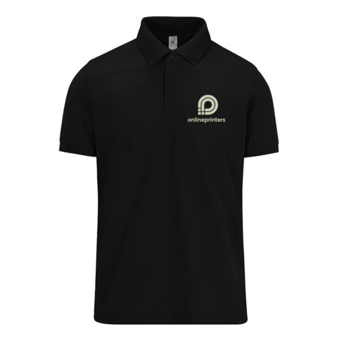 Zwart katoenen poloshirt voor heren met korte mouwen.