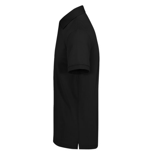 Zwart katoenen poloshirt voor heren met korte mouwen.