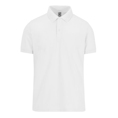 Wit katoenen poloshirt voor heren met korte knoopsluiting.