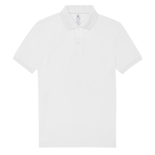 Wit katoenen poloshirt voor mannen met korte knoopsluiting.