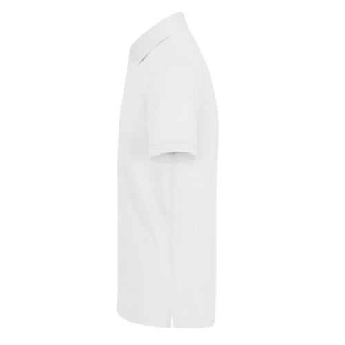 Wit katoenen poloshirt voor heren met korte knoopsluiting.