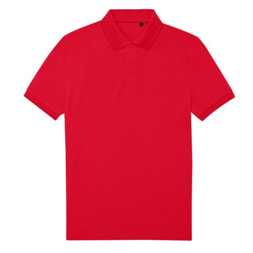 Rood poloshirt van gerecycled polyester en katoen voor heren.
