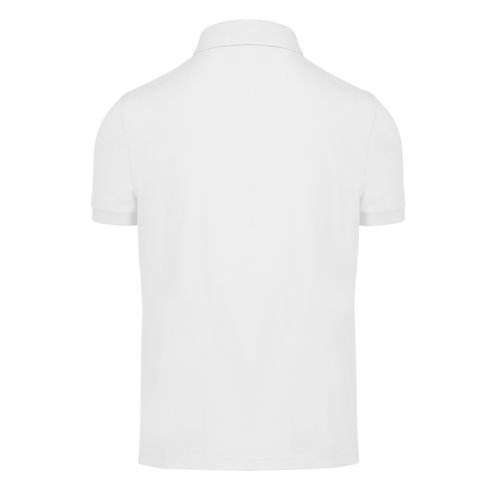 Wit poloshirt van gerecycled polyester en katoen voor heren.
