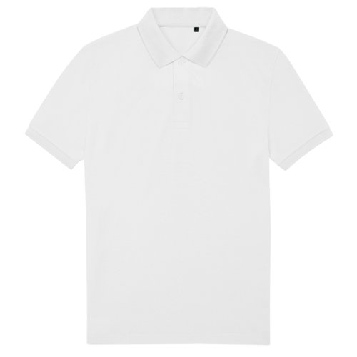 Wit poloshirt van gerecycled polyester en katoen voor heren.