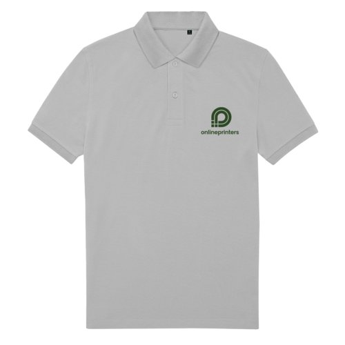 Grijs poloshirt van gerecycled polyester en katoen voor heren.