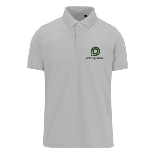 Grijs stoffen poloshirt voor heren met korte knoopsluiting.