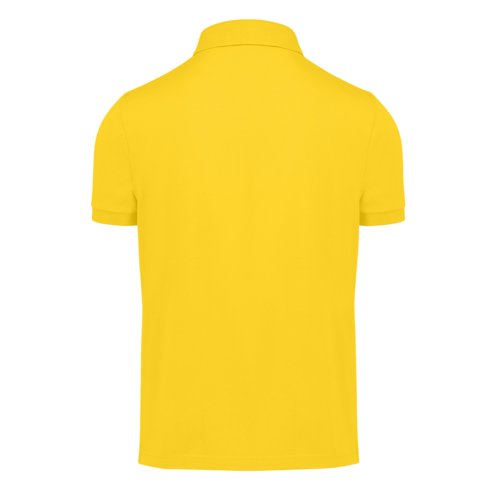 Geel poloshirt van gerecycled polyester en katoen voor heren.
