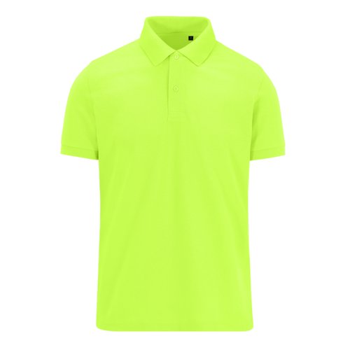 Appelgroene polo van gerecycled polyester en katoen voor heren.