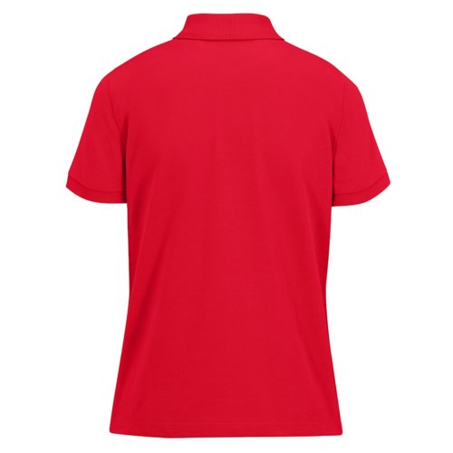 Rood damespoloshirt van katoen met korte mouwen.