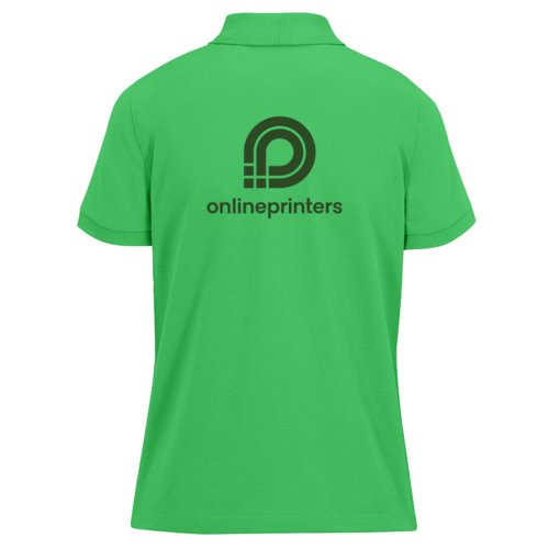 Groen katoenen poloshirt voor dames met korte knoopsluiting.