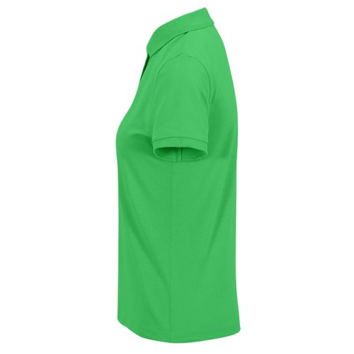 Groen katoenen damespoloshirt met korte mouwen.