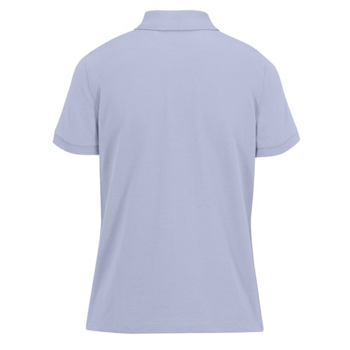Paarse damespoloshirt van katoen met korte mouwen.