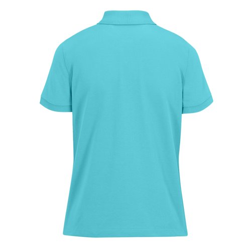 Turquoise katoenen poloshirt voor dames.