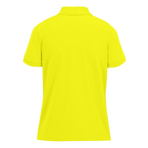 Appelgroene katoenen polo voor dames met korte knoopsluiting.