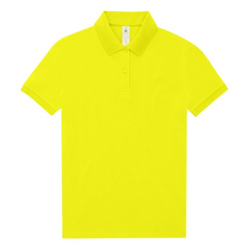 Appelgroene katoenen polo voor dames met korte knoopsluiting.