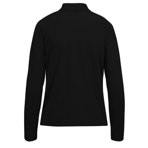 Zwart katoenen poloshirt voor dames met lange mouwen.