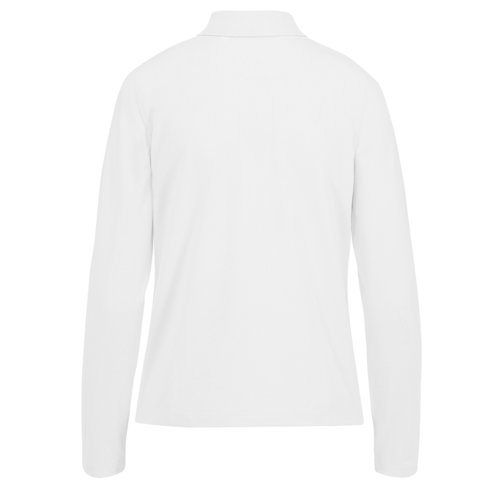 Wit katoenen poloshirt met lange mouwen, damesmodel.
