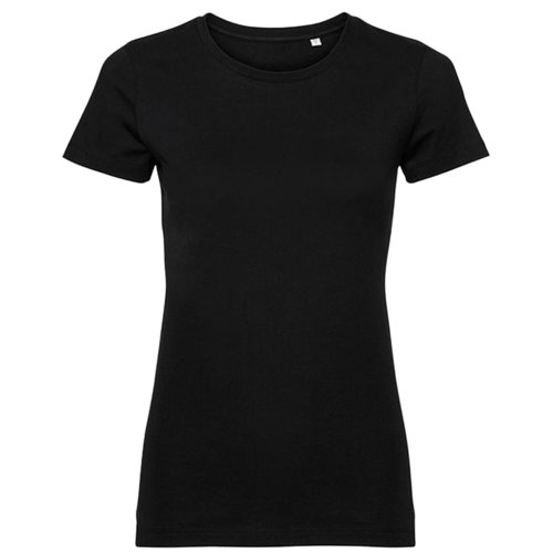 Zwart dames T-shirt van biologisch katoen met korte mouwen.