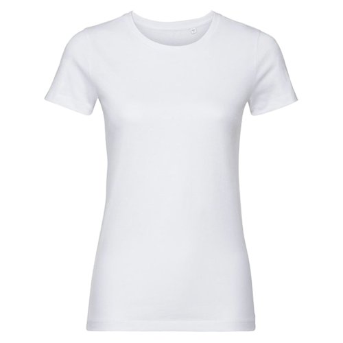 Wit dames T-shirt van biologisch katoen met korte mouwen.