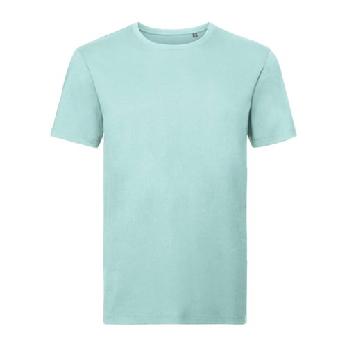 Aquamarijn biologisch katoenen heren t-shirt met korte mouwen.