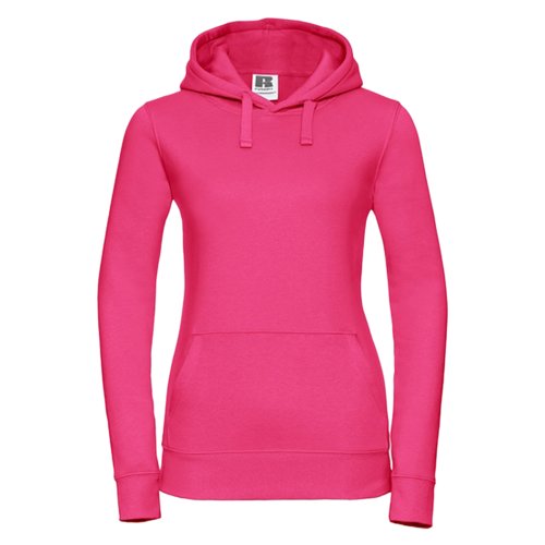 Fuchsiakleurige katoen-polyester hoodie met capuchon en kangoeroezak.