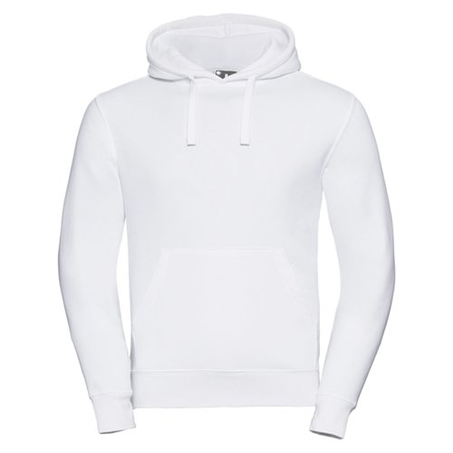 Witte katoen-polyester hoodie met capuchon en kangoeroezak.
