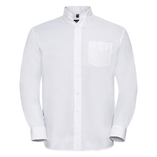 Wit katoen-polyester overhemd met lange mouwen en knoopsluiting.
