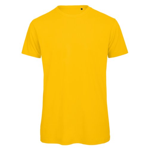 Goudgeel biologisch katoenen t-shirt met korte mouwen.