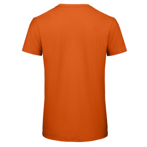 Oranje biologisch katoenen T-shirt met korte mouwen.