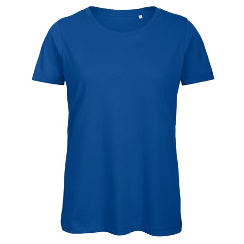 Koningsblauw biologisch katoenen T-shirt voor dames met korte mouwen.