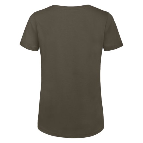 Khaki katoenen T-shirt voor dames met korte mouwen.