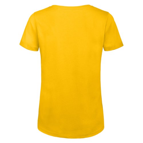 Goudgeel dames T-shirt van biologisch katoen met korte mouwen.