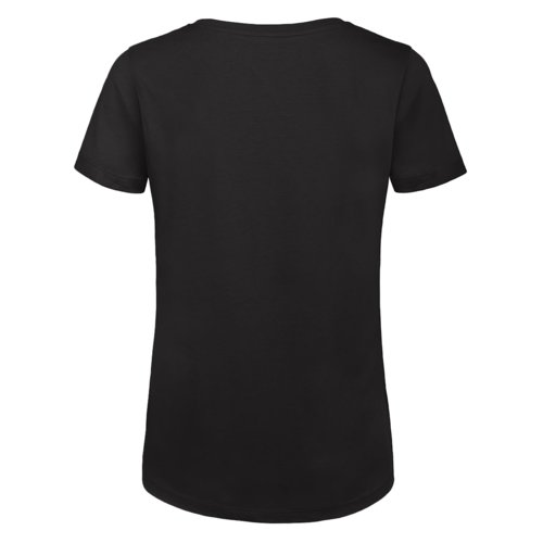 Zwart dames T-shirt van biologisch katoen met korte mouwen.