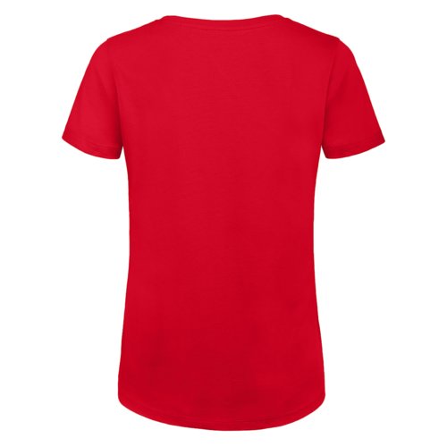 Rood biologisch katoenen T-shirt met korte mouwen en ronde hals.