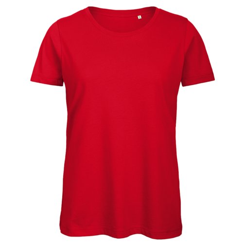 Rood dames T-shirt van biologisch katoen met korte mouwen.