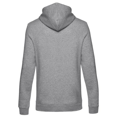 Grijze gemleerde hoodie voor heren van biologisch katoenmix met capuchon.