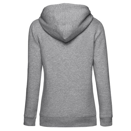 Grijs gemleerde dameshoodie van katoen en polyester met capuchon.