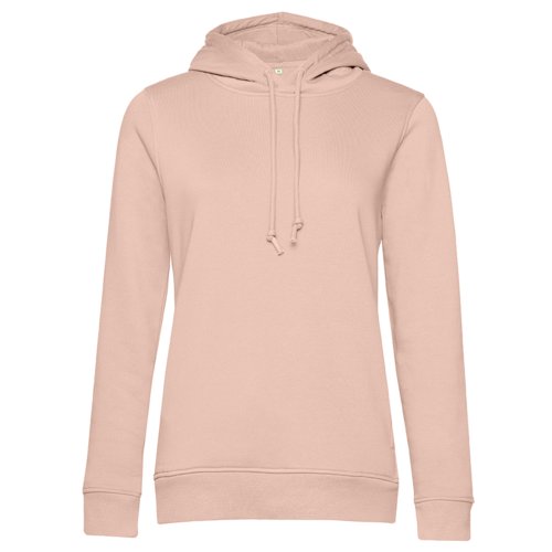 Lichtroze hoodie van katoenmix met capuchon en trekkoord.